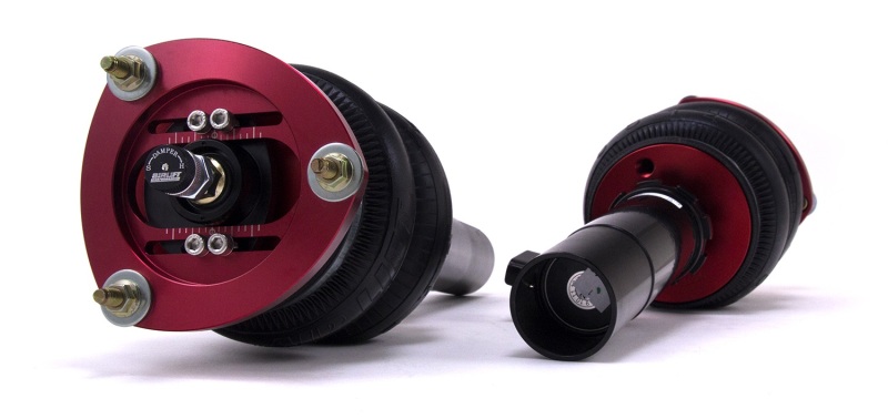 Volkswagen e-Golf Air Suspension Kit - Front - Air Lift - Performance, 30-Level Adjustable Monotube, Double-Bellows, Adjustable Camber Plates - Black/Red - `15-`20